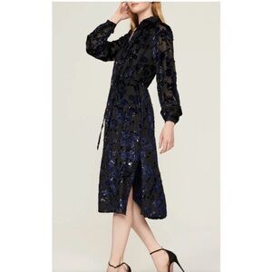 Adam Lippes Black and Blue Floral Midi Dress